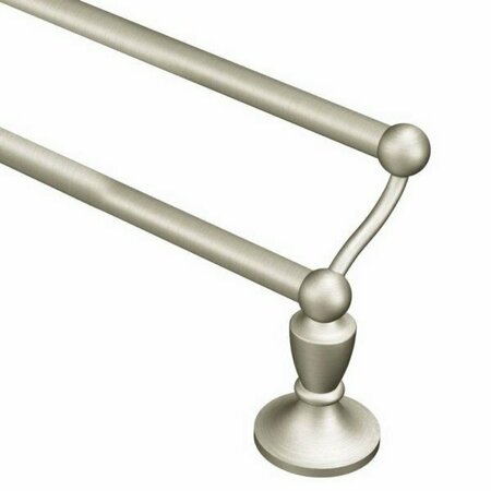C S I DONNER Moen Towel Bar, 24 in L Rod, Brass, Brushed Nickel, Surface Mounting DN8222BN